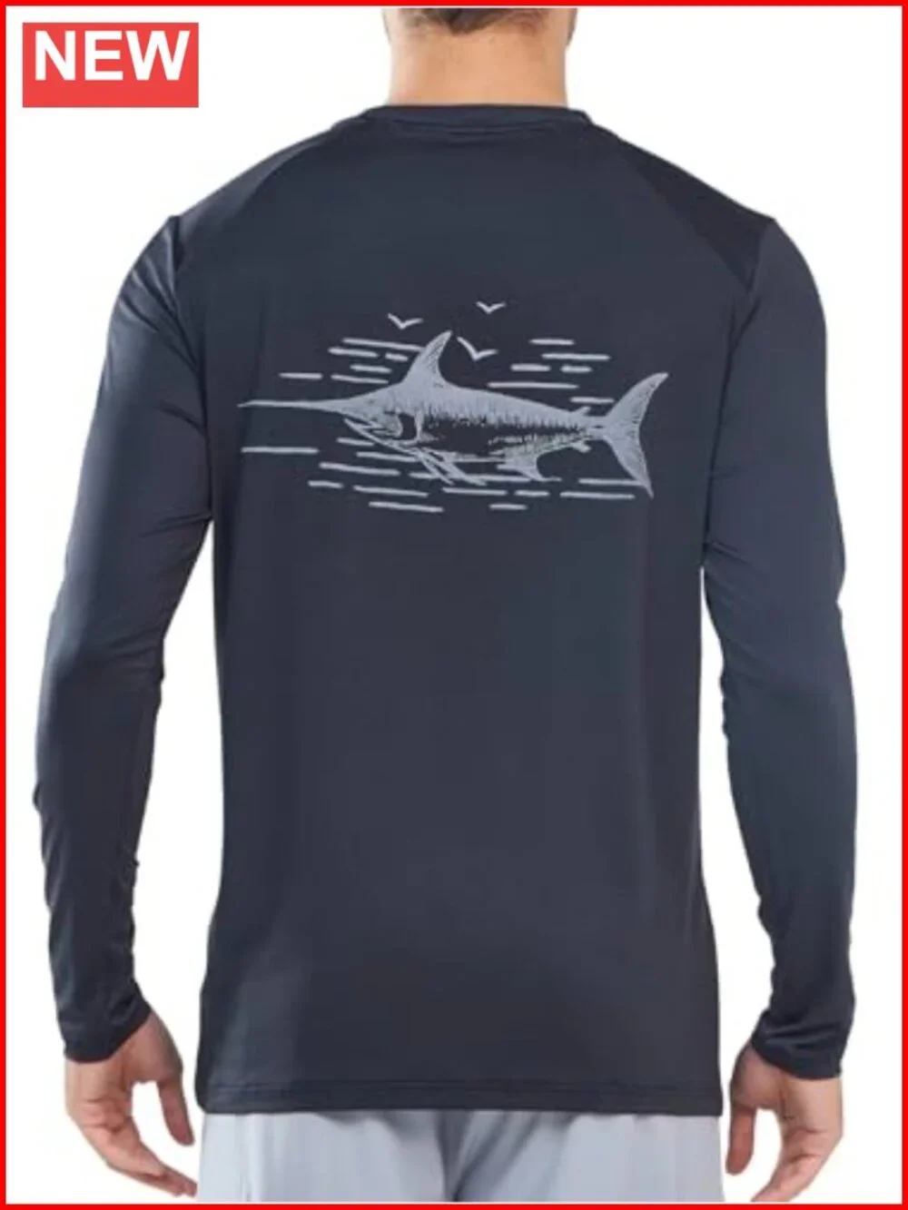 Men's UPF 50+ Long Sleeve Rash Guard Shirt with Mesh Back - Quick Dry Swim UV